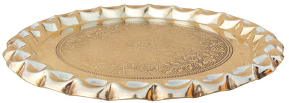 Brass Plate With Flower Design - 11*11*0.5 Inch (Z587 D)