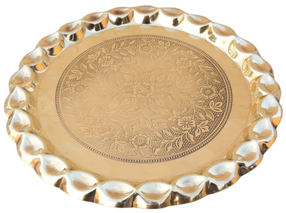 Brass Plate With Flower Design - 11*11*0.5 Inch (Z587 D)