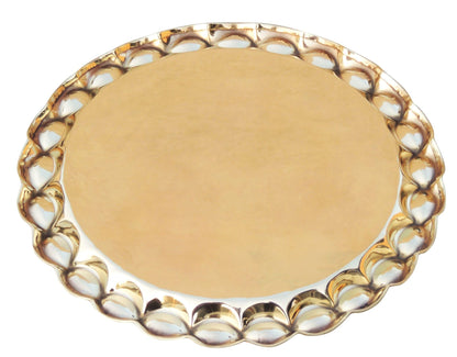 Brass Plate With Flower Design - 11*11*0.5 Inch (Z587 D)