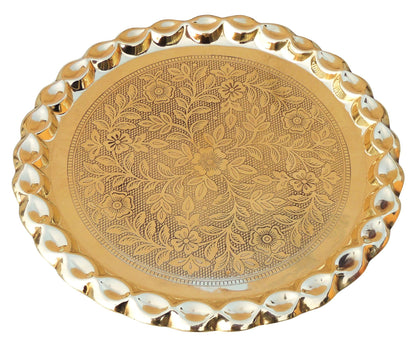 Brass Plate With Flower Design - 13*13*0.5 Inch (Z587 E)