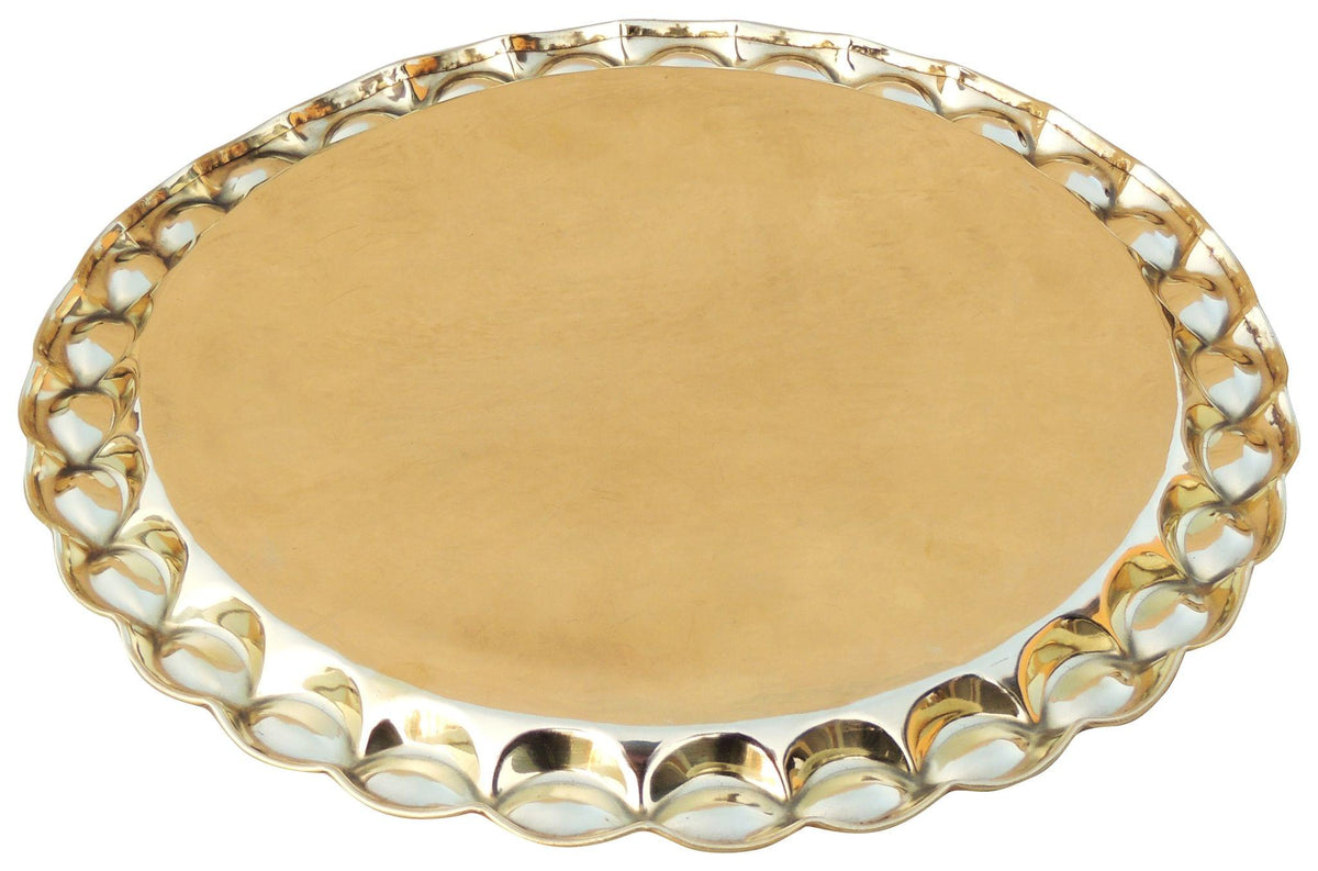 Brass Plate With Flower Design - 13*13*0.5 Inch (Z587 E)