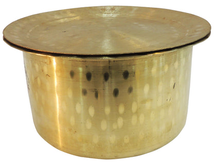Brass Kitchen Purpose Bhagona With Lid, Capacity : 3 Liter - 9.1*9.1*5 Inch (Z637 D)