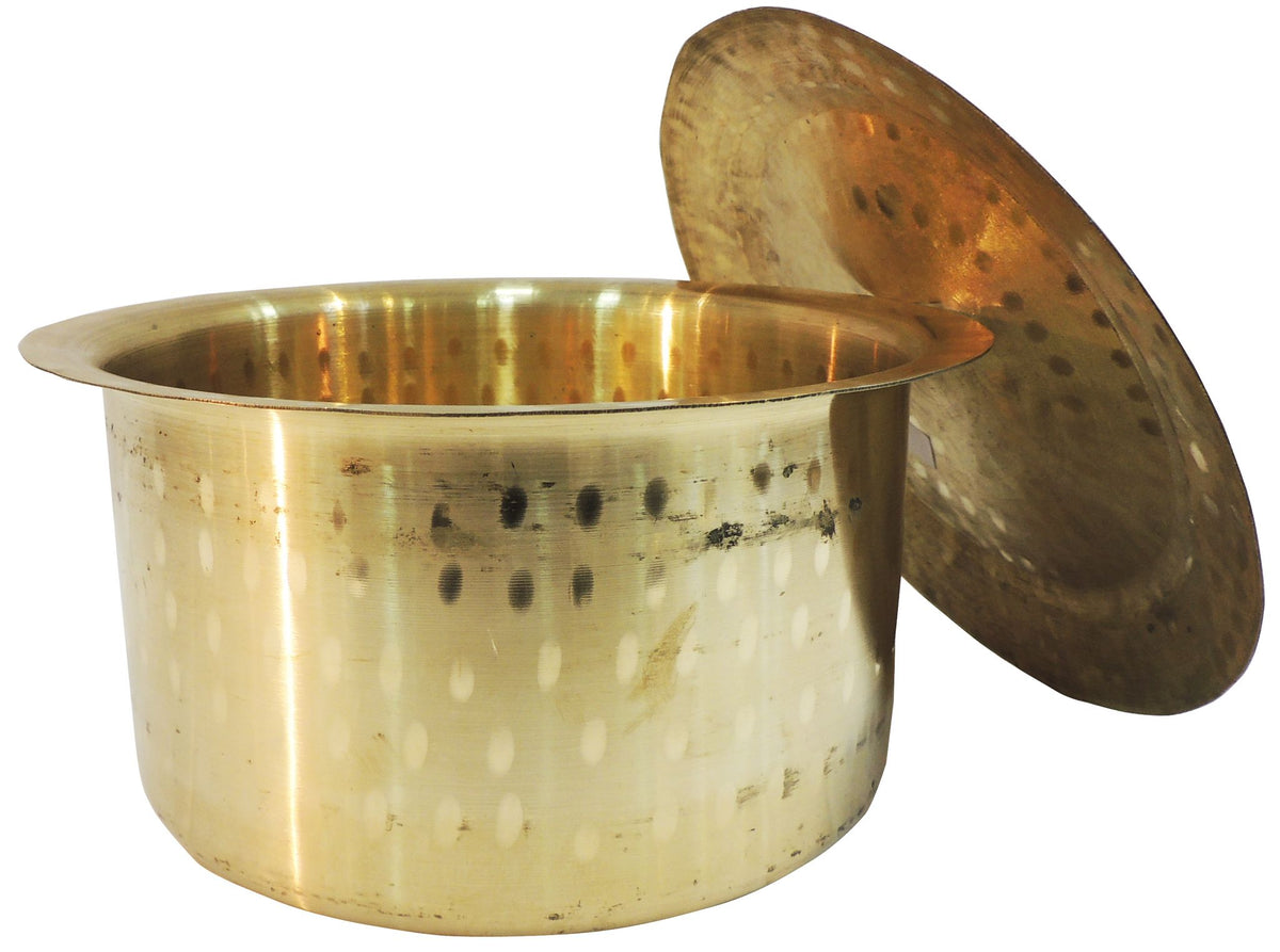 Brass Kitchen Purpose Bhagona With Lid, Capacity : 4.5 Liter - 10.5*10.5*6 Inch (Z637 F)