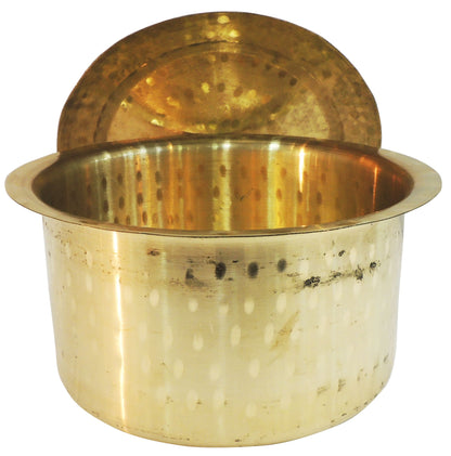 Brass Kitchen Purpose Bhagona With Lid, Capacity : 4.5 Liter - 10.5*10.5*6 Inch (Z637 F)