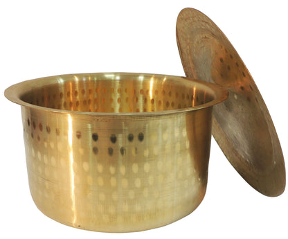 Brass Kitchen Purpose Bhagona With Lid, Capacity : 6.5 Liter - 11.5*11.5*6.7 Inch (Z637 H)