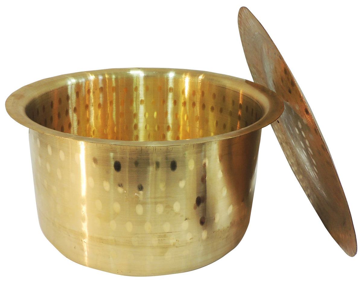 Brass Kitchen Purpose Bhagona With Lid, Capacity : 8 Liter - 12*12*6.7 Inch (Z637 I)