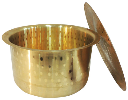 Brass Kitchen Purpose Bhagona With Lid, Capacity : 8 Liter - 12*12*6.7 Inch (Z637 I)