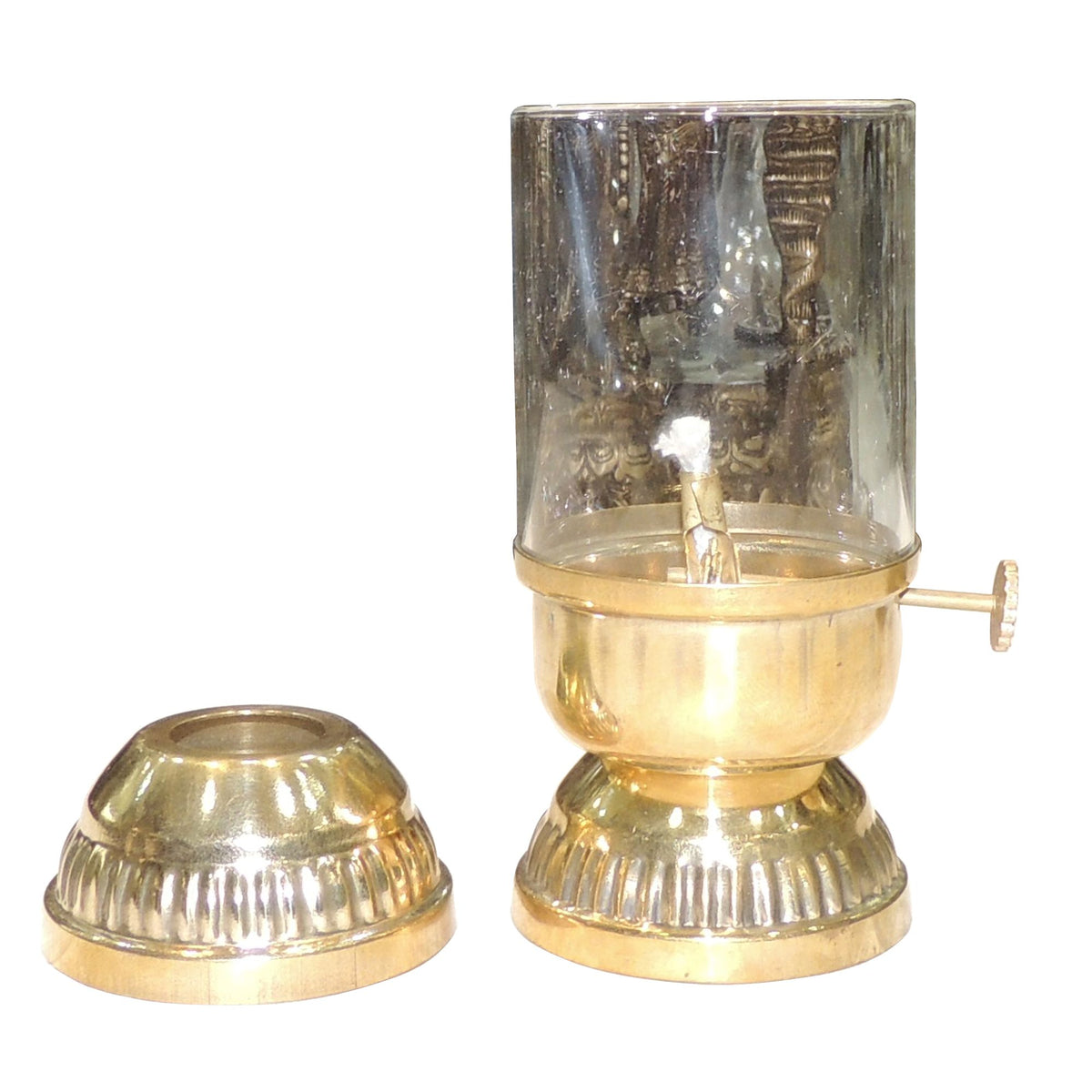Brass & Glass Deepak With Chimney - 5*4*9 Inch (Z647 C)